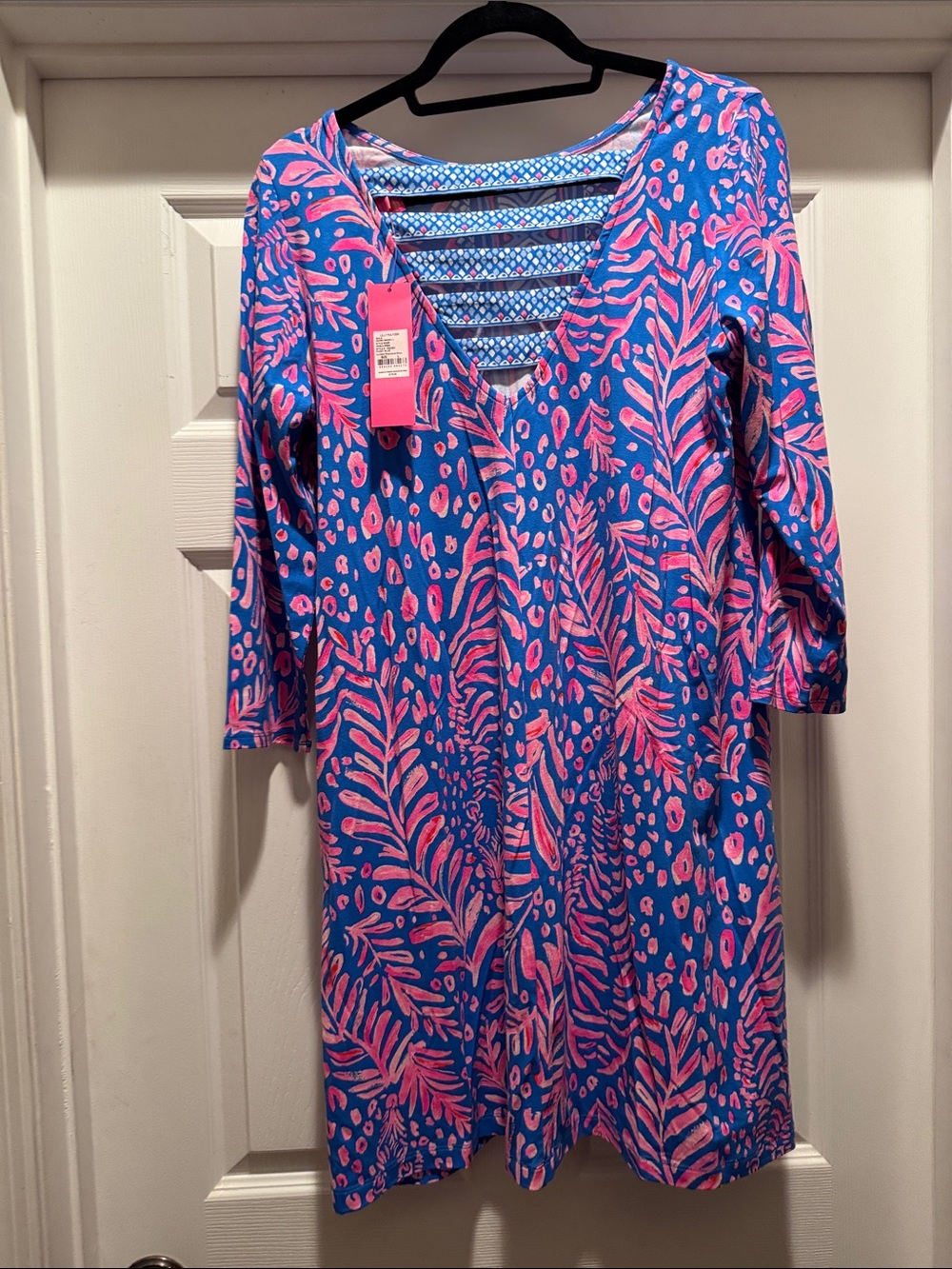 NWT Lilly Pulitzer Ophelia  Blue & Pink Printed Shift Dress size L - Picture 3 of 5